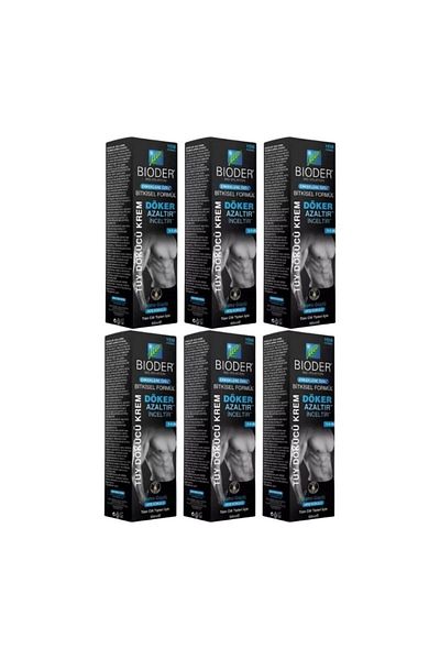 Bioder Cream Colored Herbal Hair Remover for Men - 100ml x 6 Pieces