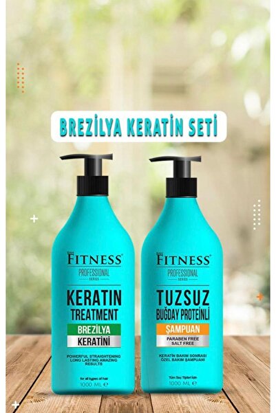 Fitness Professional Saç Düzleştirici Keratin Bakımı Brezilya Fönü & Parabensiz Buğday Proteinli Tuzsuz Şampuan Seti