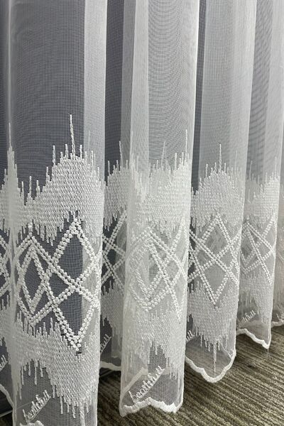 Cortibo Paris Zigzag Patterned 1 to 2.5 Medium Pleated Tulle Curtain