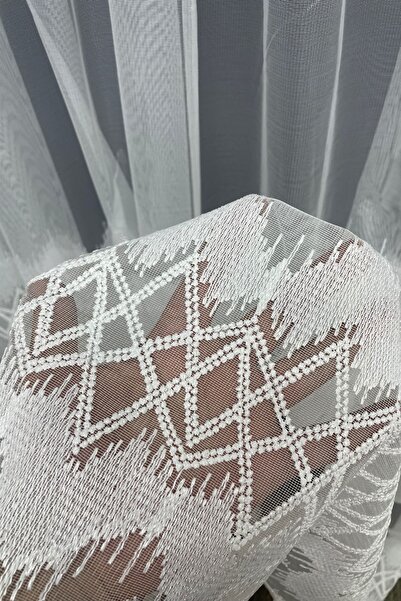 Cortibo Paris Zigzag Patterned 1 to 2.5 Medium Pleated Tulle Curtain