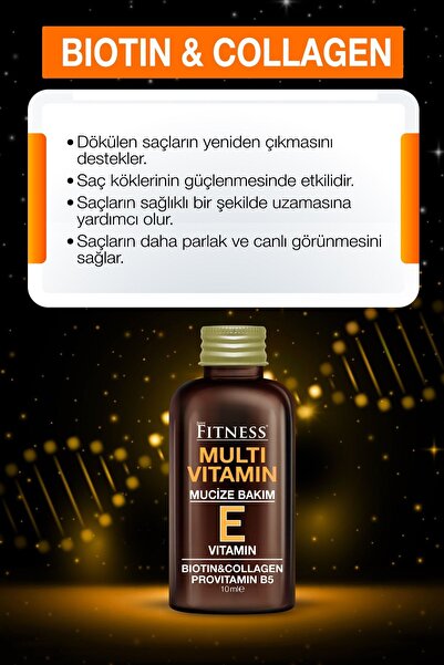 Fitness Professional Acil Onarıcı Mucize Bakım E Vitamini Biotin Collagen Provitamin B5 Multivitamin Saç Bakım Kürü 10 ml