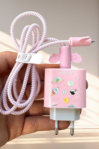 WANNA PROTECT iPhone 18W/20W Uyumlu Sevimli Şarj Başlığı Adaptörü Koruma Kabl...