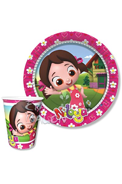 turkuaz parti 8'Lİ NİLOYA LİSANSLI KARTON TABAK VE BARDAK SETİ