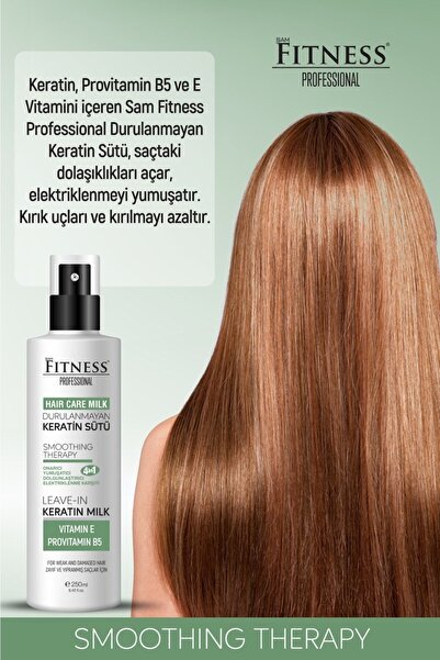 Fitness Professional Durulanmayan Keratin Sütü 250 ml Onarıcı Dolgunlaştırıcı Vitamin E Provitamin B5 Saç Bakım Sütü