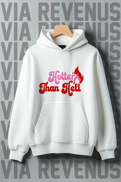 Vordevia Світшот з капюшоном і великими кишенями з принтом «Пекло» - 3 нитки ...