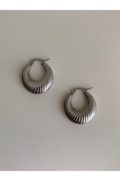 Owentis Aimee Vintage Silver Earrings - Steel Color, Bold Model, No Tarnish