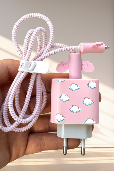 WANNA PROTECT iPhone 18W/20W Uyumlu Sevimli Şarj Başlığı Adaptörü Koruma Kabl...
