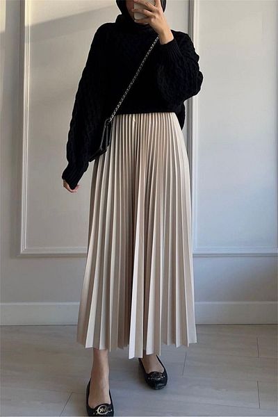 BUTİK C Leather Look Pleated Skirt