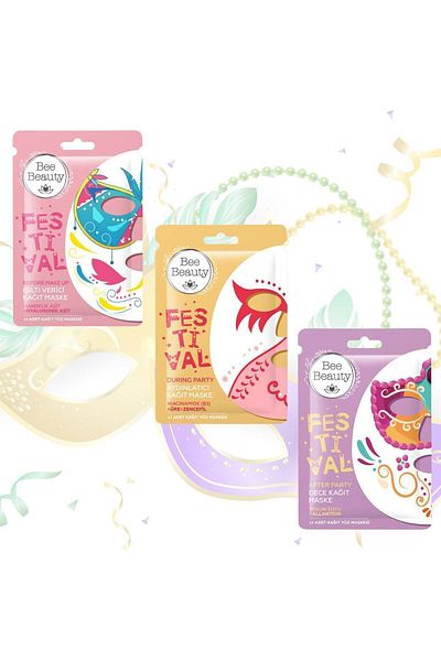 Bee Beauty Set of 3 Festival Paper Masks