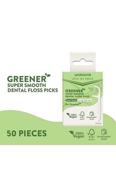 Watsons 50 Pieces Greener Super Smooth Toothpick Dental Floss