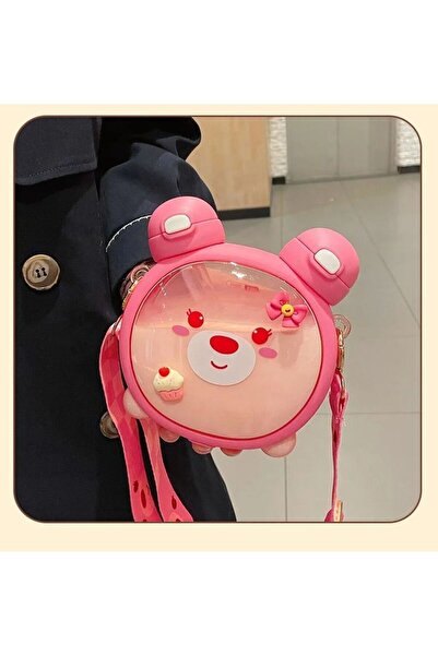 BLUE SİDE Sevimli Ayıcık Sticker Desenli BPA FREE Suluk ve Matara Damlatmaz Ç...