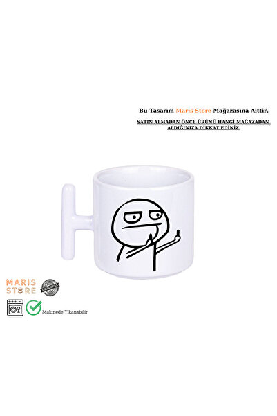 MARİS STORE Çift Orta Parmak Komik Baskılı Çizim Premium T Kulplu Beyaz Kupa ...