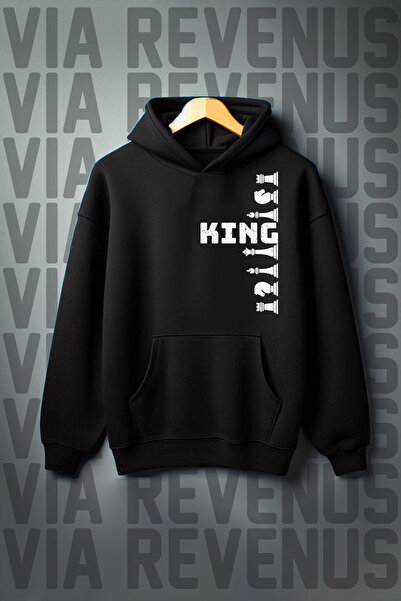 Vordevia Світшот з капюшоном Oversize з принтом King - Кенгуру кишеня, 3 нитк...