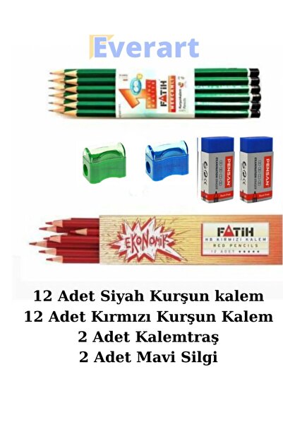 everart Fatih Okul Kalem Seti, kalemtraş,Silgi Kurşun Kalem