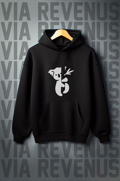 Vordevia Kangaroo Printed - 3 Thread Koala Pattern Oversize Hooded Sweatshirt