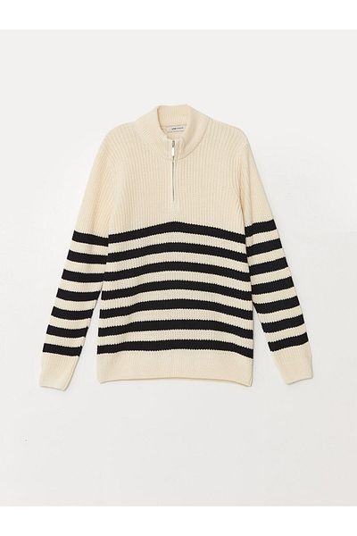 LC Waikiki Men's Stand Collar Long Sleeve Striped Sweater - W4Ba72Z8