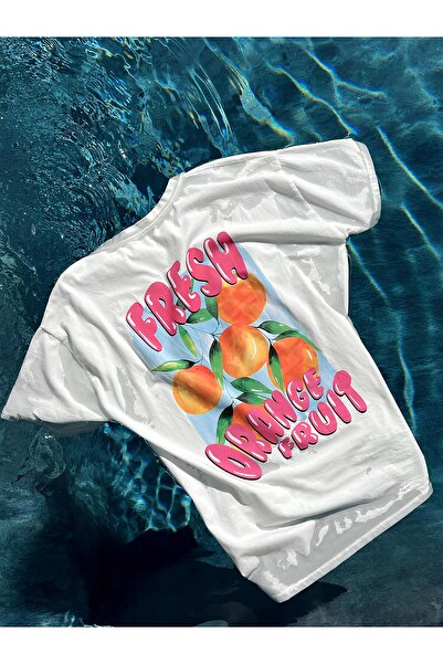 Jose Clothing تي شيرت أبيض كبير الحجم من القطن العضوي مطبوع من سلسلة أمالفي -...