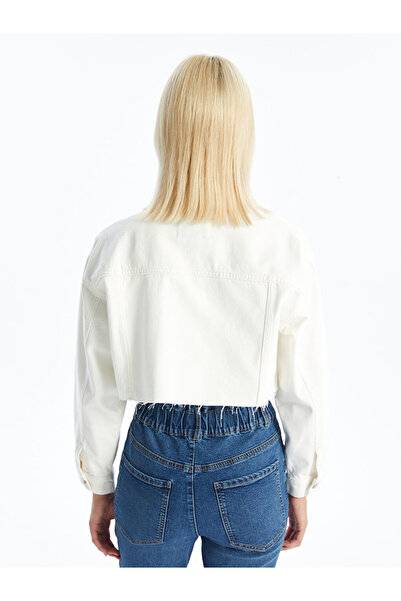 LC Waikiki Shirt Collar Straight Long Sleeve Crop Women's Jean Jacket