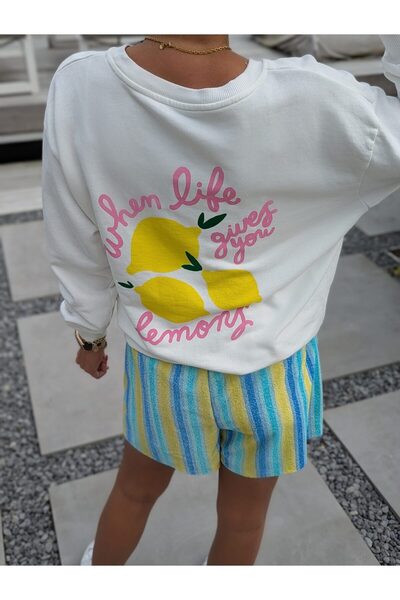 Jose Clothing Σειρά Amalfi - oversized με τύπωμα επένδυση fleece Φούτερ από οργανικό βαμβάκι