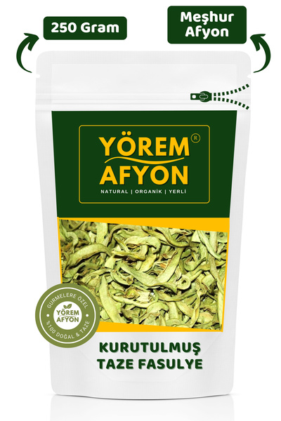 Gülçehre Meşhur Afyonkarahisar Yeni Sezon Gölgede Kurutulmuş Hakiki Kılçıksız Taze Fasulye Kurusu | 250Gr.
