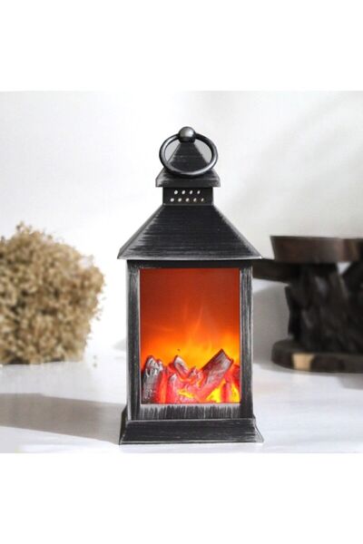 myhomehediyelik Şömine Dekoratif Yapay Led Alevli Şömine Pilli 28 Cm