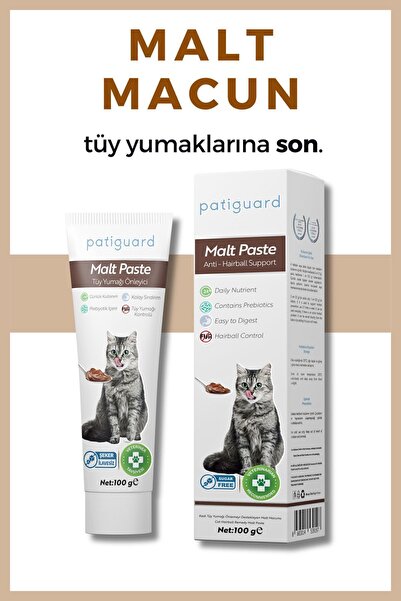 Patiguard Malt Paste 100 gr Tüm Kediler Için Tüy Yumağı Önleyici Anti Hairbal...