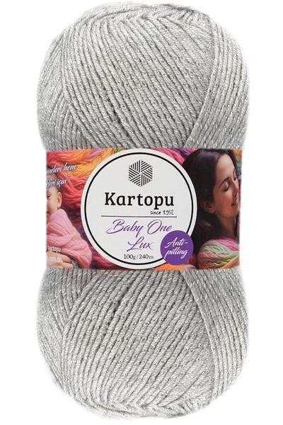 Kartopu Γκρι Glitter Baby Wool - Χωρίς να μουτζουρώνει, Baby One Lux K1000