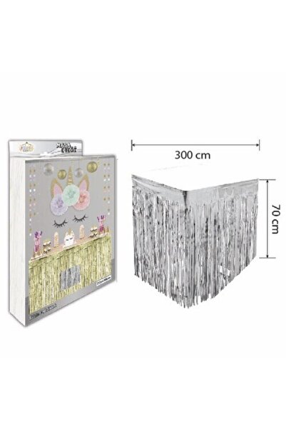 Karnaval Ambalaj Metallized Table Skirt Silver