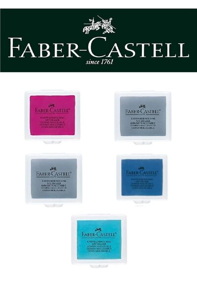 Faber Castell Gumă de șters pentru pastă 5 buc (ROZ, ALBASTRU, 2 GRI, ALBASTR...