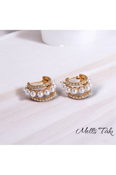 MELLS TAKI 316L Stainless Steel Earrings - Pearl Zircon Design