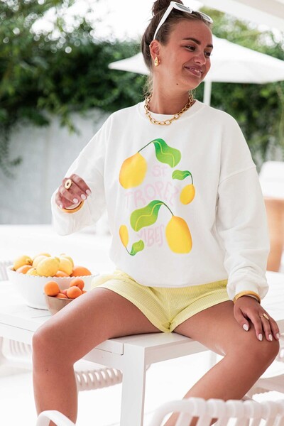 Jose Clothing Σειρά Amalfi - oversized με τύπωμα επένδυση fleece Φούτερ από οργανικό βαμβάκι