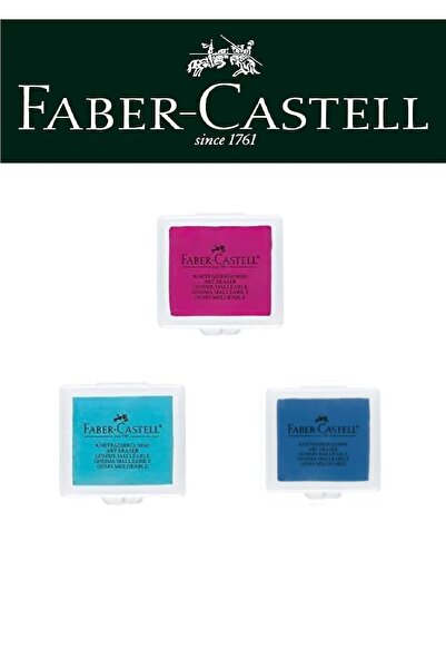 Faber Castell ممحاة العجين 3 قطع (وردي، أزرق، أزرق داكن)