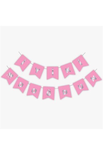 Mini Parti Mini Party Store Banner aurit cu la mulți ani, roz argintiu