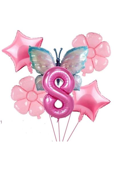 DÜVENCİ TİCARET Foil Butterfly Patterned Wet Balloon Set