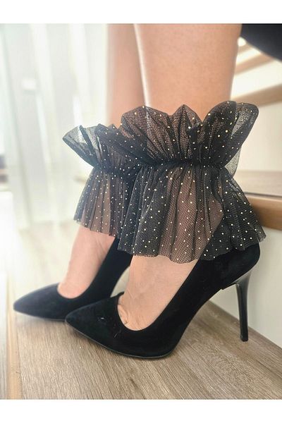 DİLARRA Gold Glitter Tulle Foot Bracelet