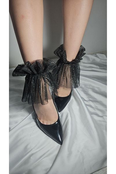 DİLARRA Gold Glitter Tulle Foot Bracelet