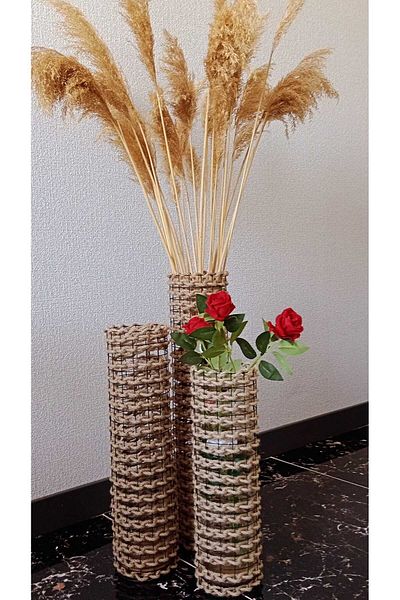 Egindra 40-50-60 cm Metal Mesh Braided Vase Set