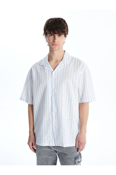 LC Waikiki Regular Fit Short Sleeve Striped Poplin Men's Shirt
