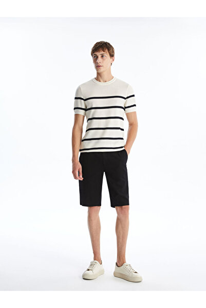 LC Waikiki Πλεκτό πουλόβερ ανδρικό ριγέ - λαιμόκοψη, κοντό μανίκι