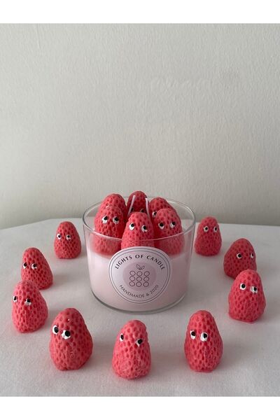 lıghts of candle handmade & 2020 Çilekli Bardak Mum