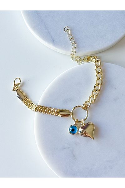 CHARMLUCKY Heart Evil Eye Charm Bracelet - Stylish and Comfortable Design