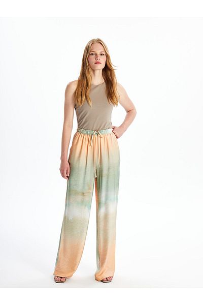 LC Waikiki Wide Leg and Elastic Waist Tie-Dyed Women's Trousers