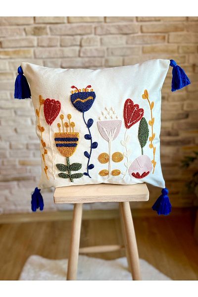 SWITA Single Decorative Special Design Punch Embroidered Throw Pillow Cover