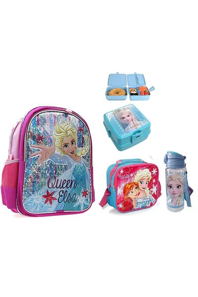 Hakan Çanta Koton Frozen First School Bag Lunch Box Water Bottle Lunch Box (School Set of 4)
