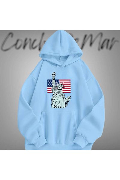 Vordevia Hanorac oversize cu imprimeu Statuie Liberty