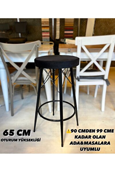 The SANDALYE SHOP Yeni,Vena Bar Taburesi Babyface Kumaş Siyah.65 cm Oturum Yü...