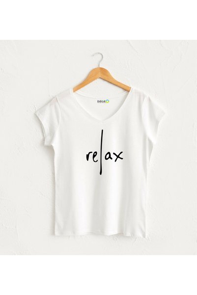 Kidilia Relax Written V-Neck Women's Design T-Shirt