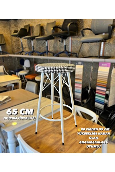 The SANDALYE SHOP Yeni Vena Bar Taburesi Kazayağı Kumaş.65 Cm Oturum Yüksekliği