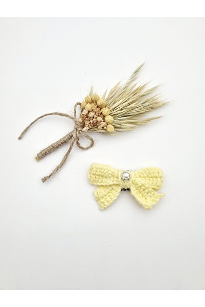 Çağrı Store فيونكة محبوكة يدويًا بإبزيم من حجر اللؤلؤ بدون شعر - مفرد