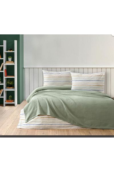 GENÇEV HOME COLLECTİONS Green Double Puru Simple Pike - 200x250 Cm